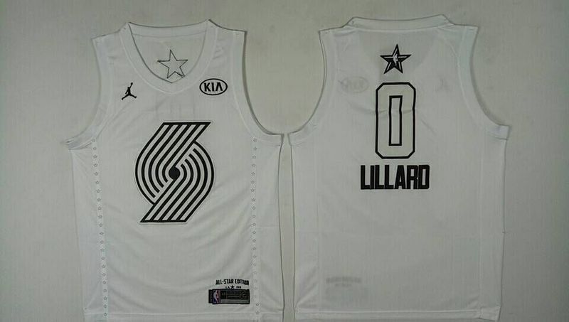 Men Portland Trail Blazers 0 Lillard White 2108 All Stars NBA Jerseys